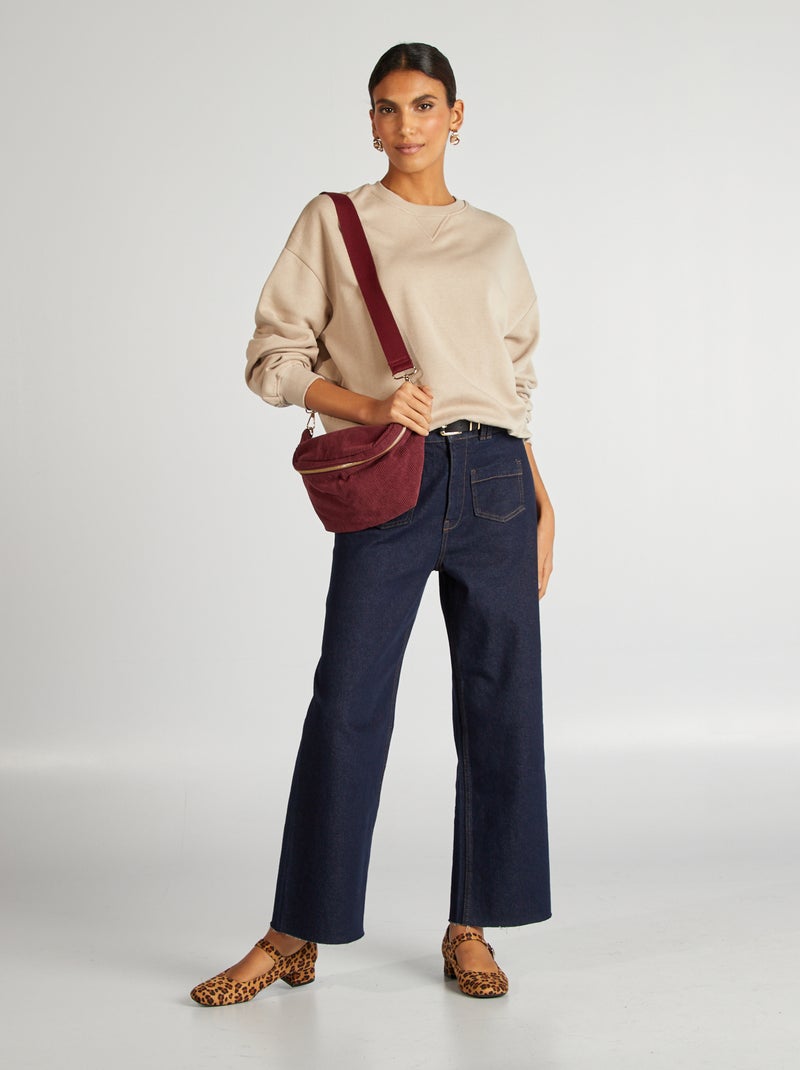 Sweater van effen joggingstof BIEGE - Kiabi