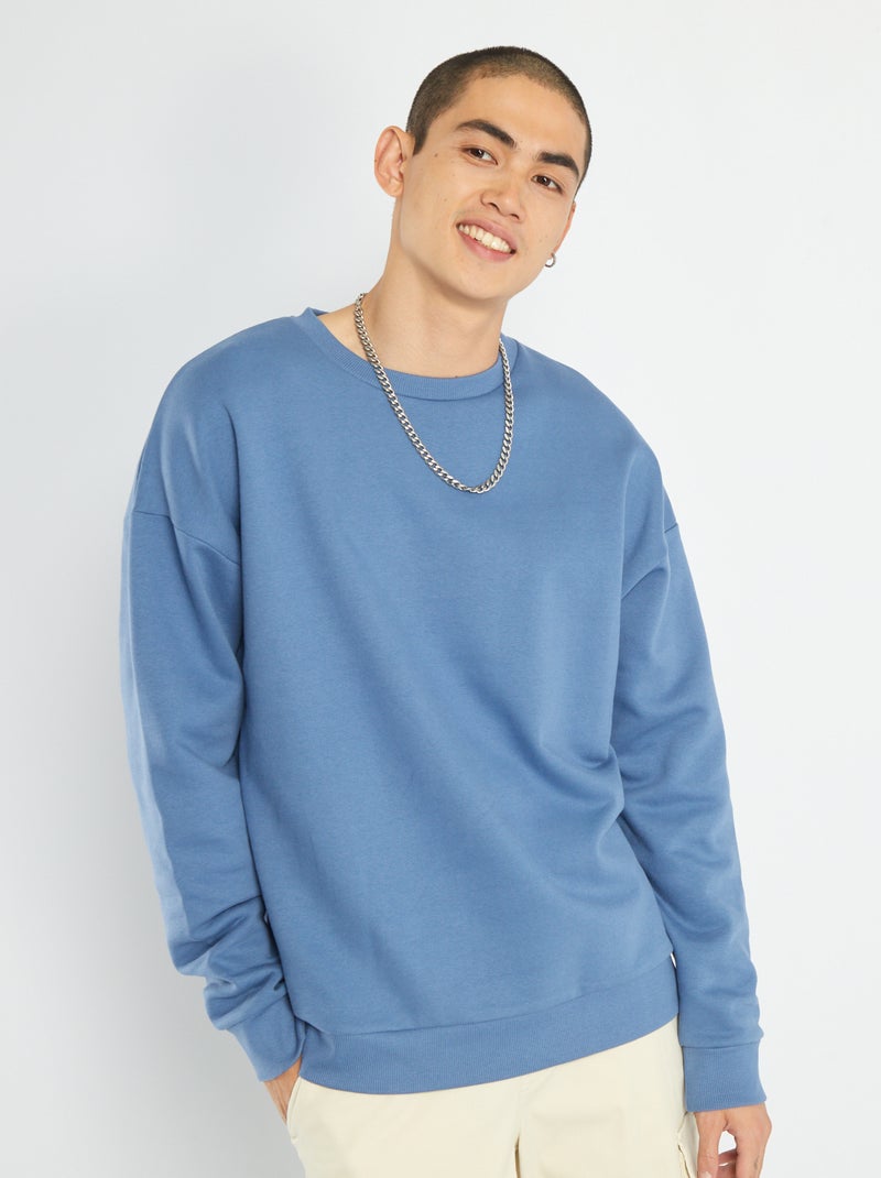 Sweater van effen joggingstof BLAUW - Kiabi
