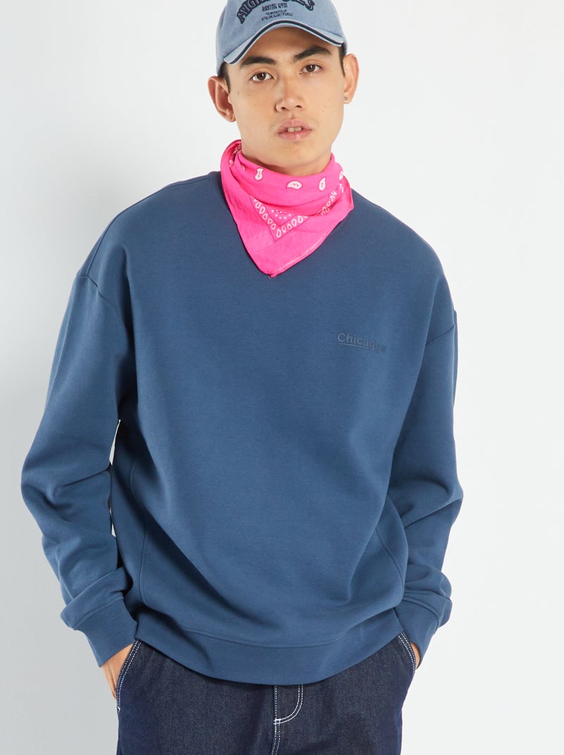 Sweater van effen joggingstof BLAUW - Kiabi