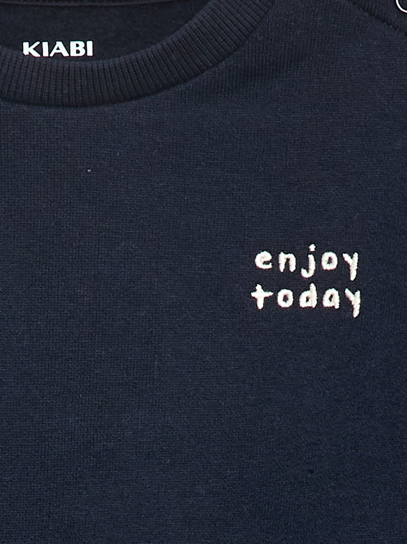 Sweater van effen joggingstof Blauw - Kiabi