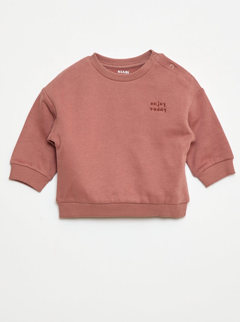 Sweater van effen joggingstof Bruin - Kiabi