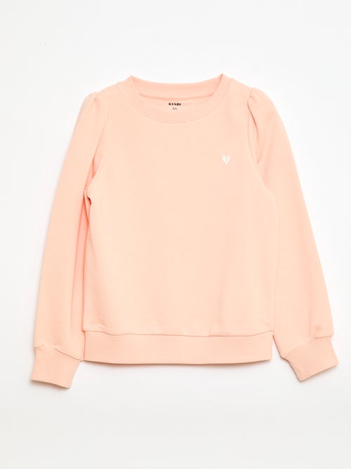 Sweater van effen joggingstof en geborduurd hartje - Kiabi