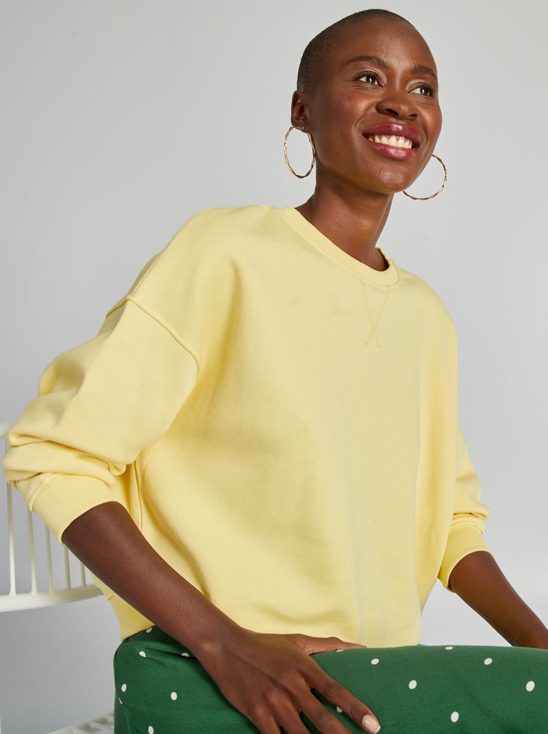Sweater van effen joggingstof GEEL - Kiabi