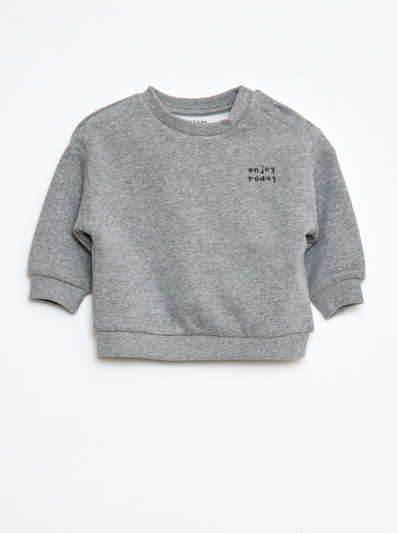 Sweater van effen joggingstof Grijs - Kiabi
