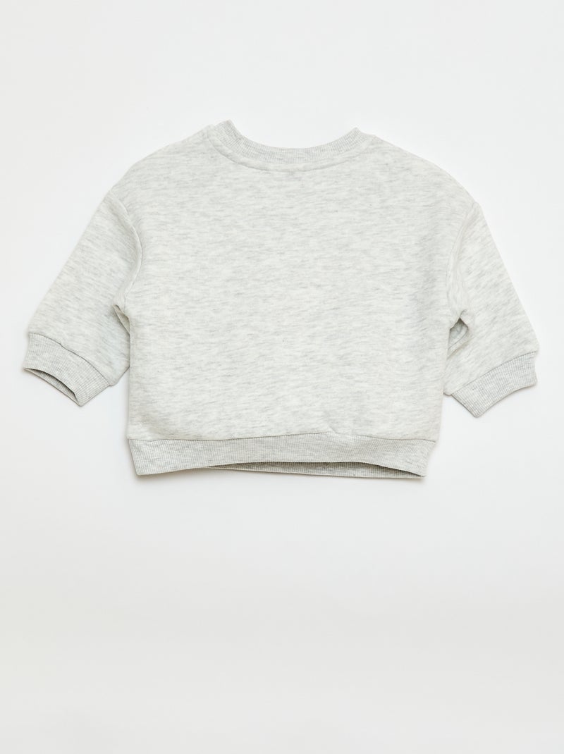 Sweater van effen joggingstof Grijs - Kiabi