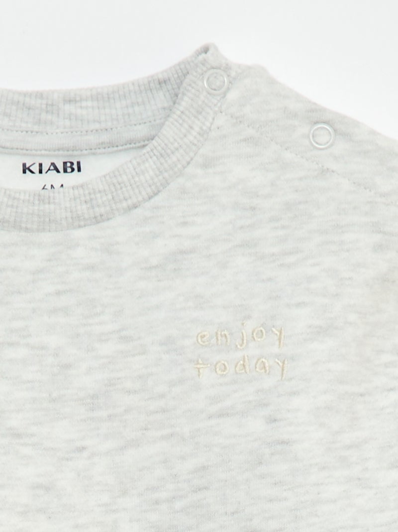 Sweater van effen joggingstof Grijs - Kiabi