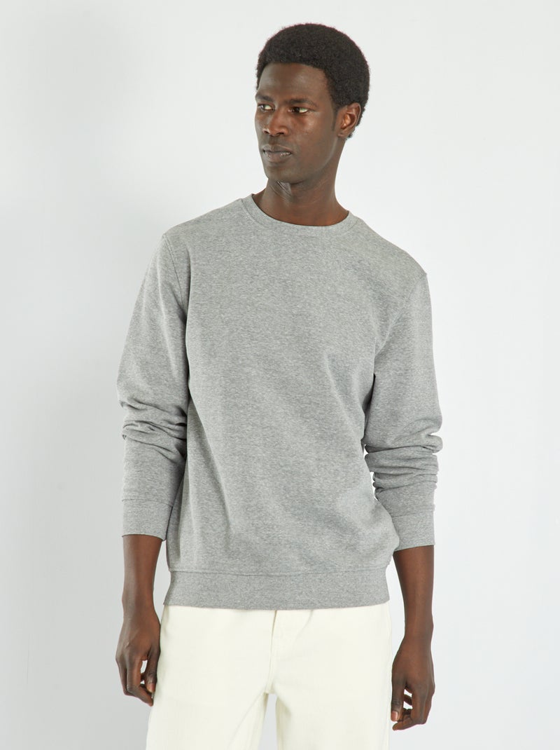 Sweater van effen joggingstof GRIJS - Kiabi