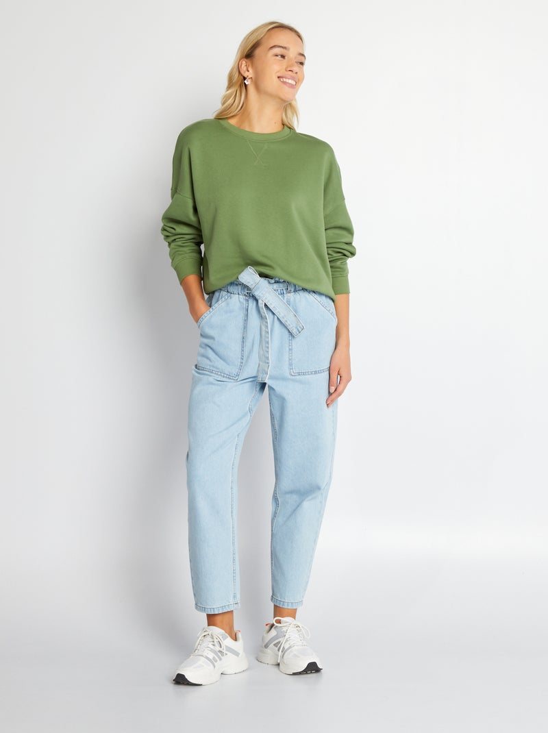 Sweater van effen joggingstof groen - Kiabi