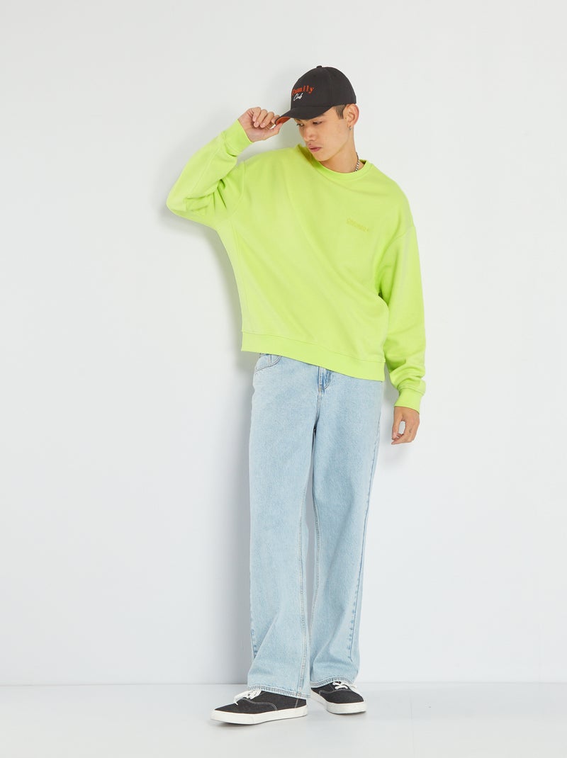 Sweater van effen joggingstof GROEN - Kiabi