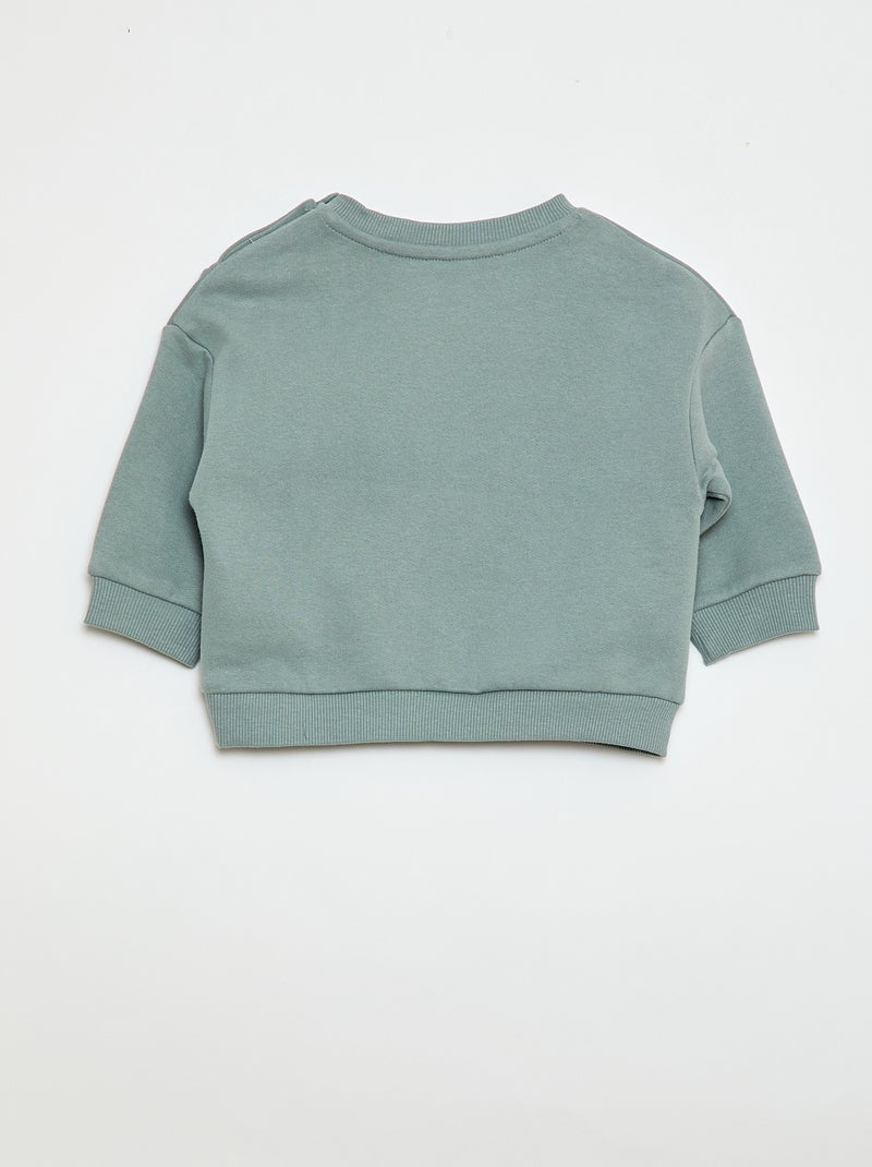 Sweater van effen joggingstof Groen - Kiabi