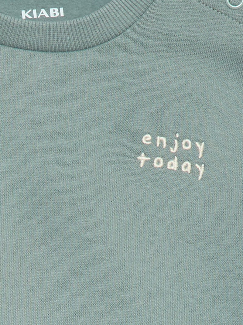 Sweater van effen joggingstof Groen - Kiabi