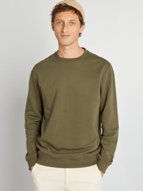 Sweater van effen joggingstof met ronde hals - Kiabi