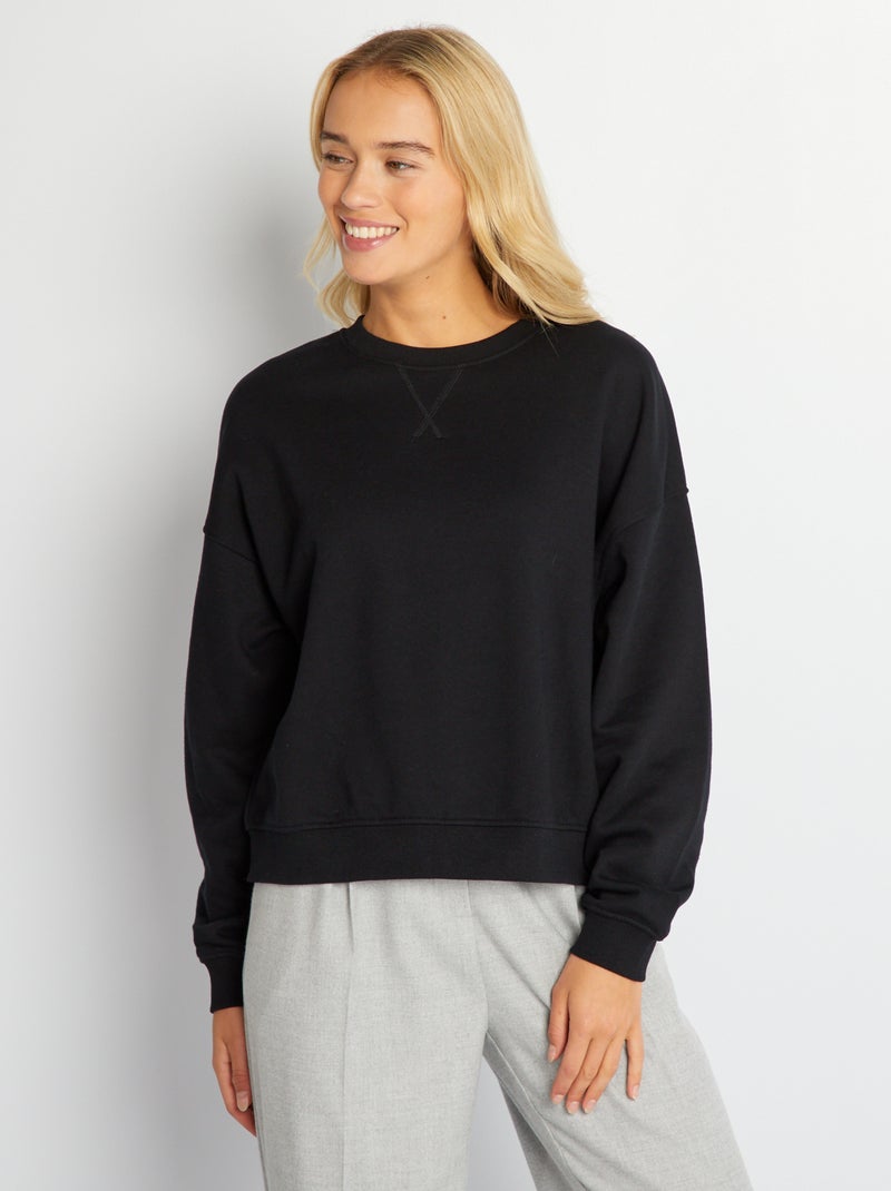 Sweater van effen joggingstof zwart - Kiabi