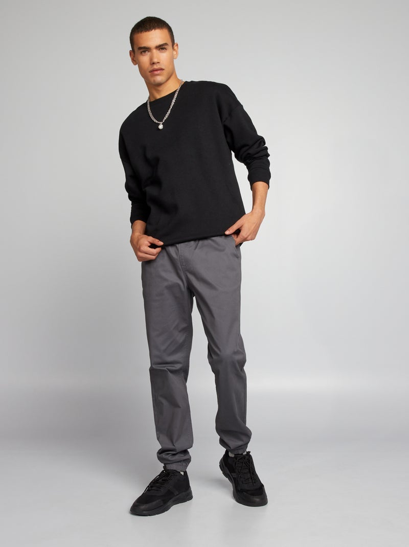 Sweater van effen joggingstof ZWART - Kiabi
