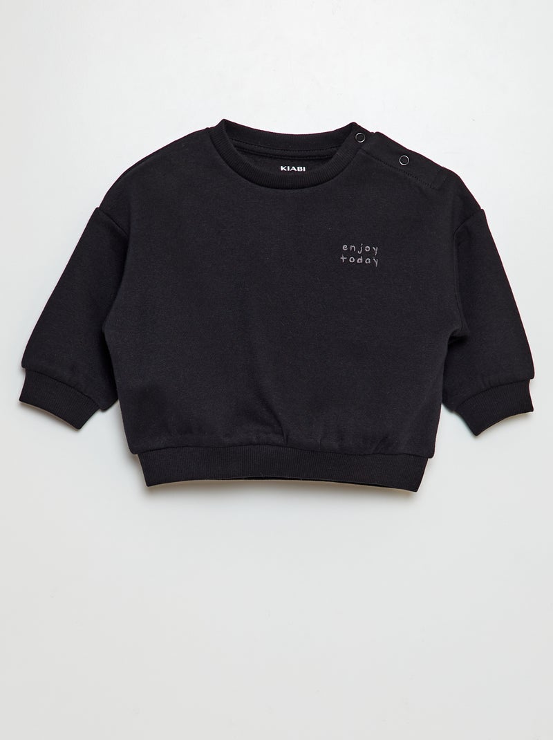 Sweater van effen joggingstof ZWART - Kiabi
