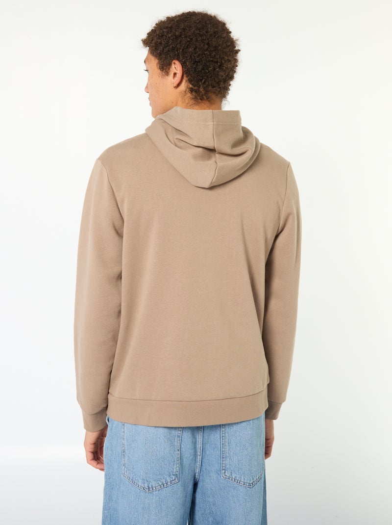 Sweater van effen katoen met print Biege - Kiabi