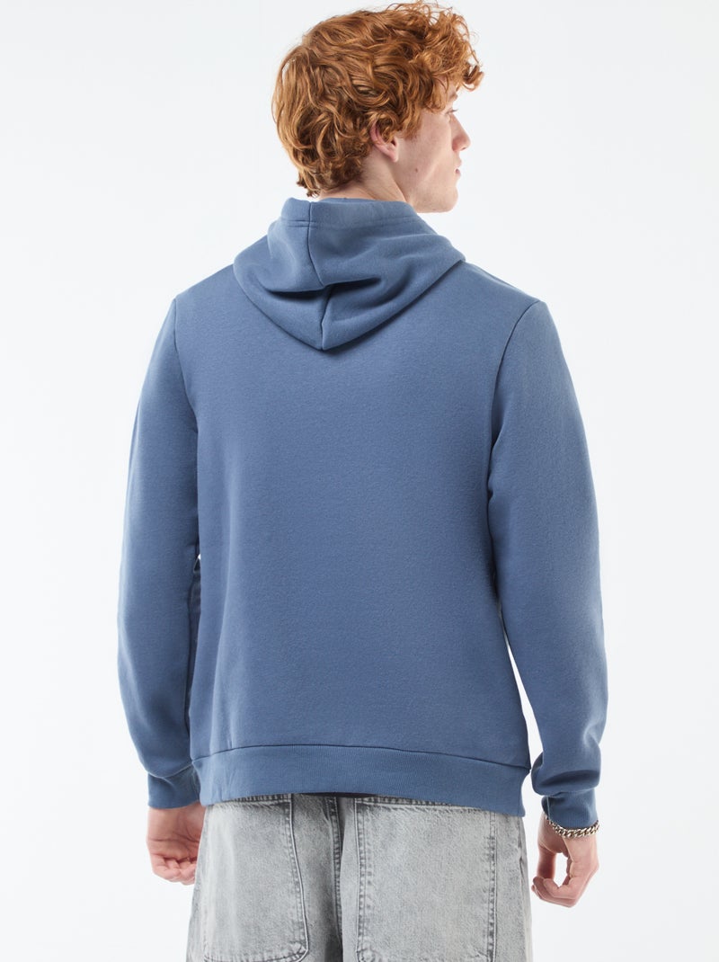 Sweater van effen katoen met print Blauw - Kiabi