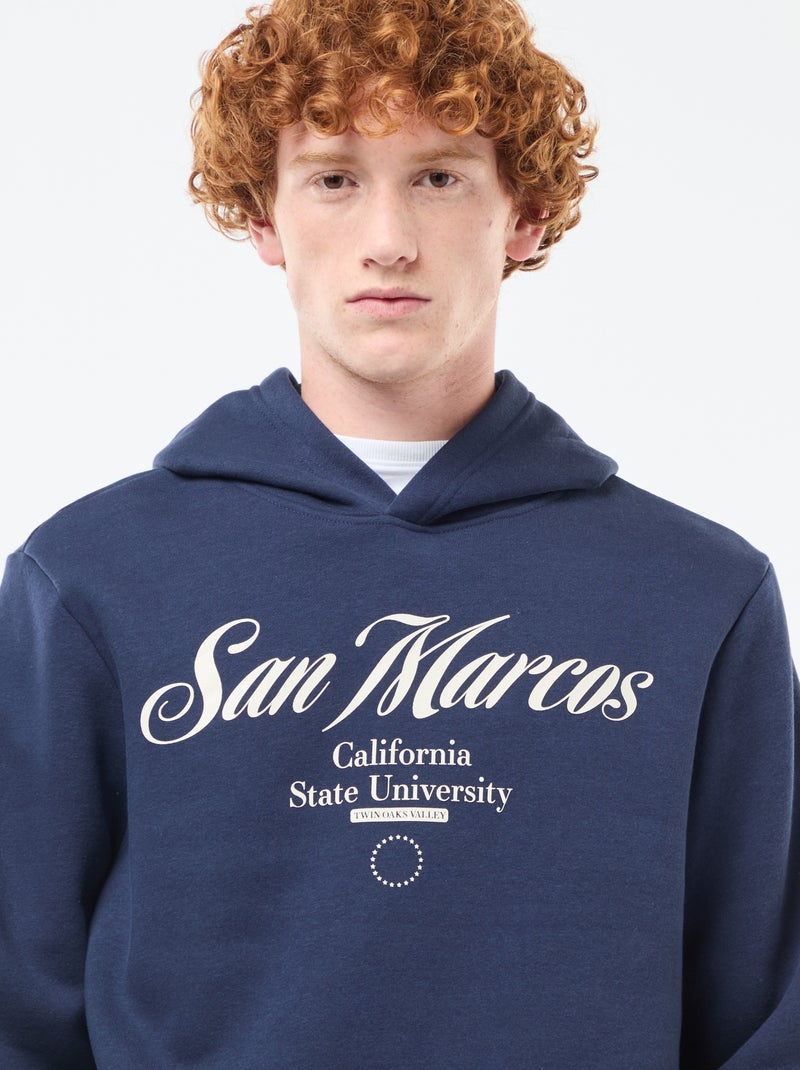 Sweater van effen katoen met print Blauw - Kiabi