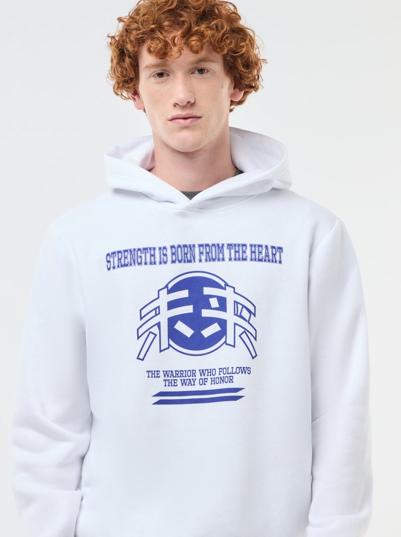 Sweater van effen katoen met print Wit - Kiabi