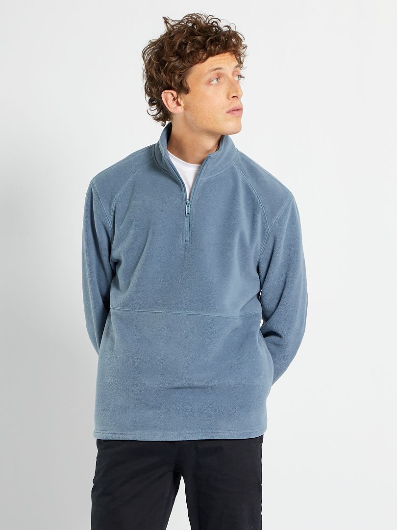Sweater van fleece blauw grijs - Kiabi