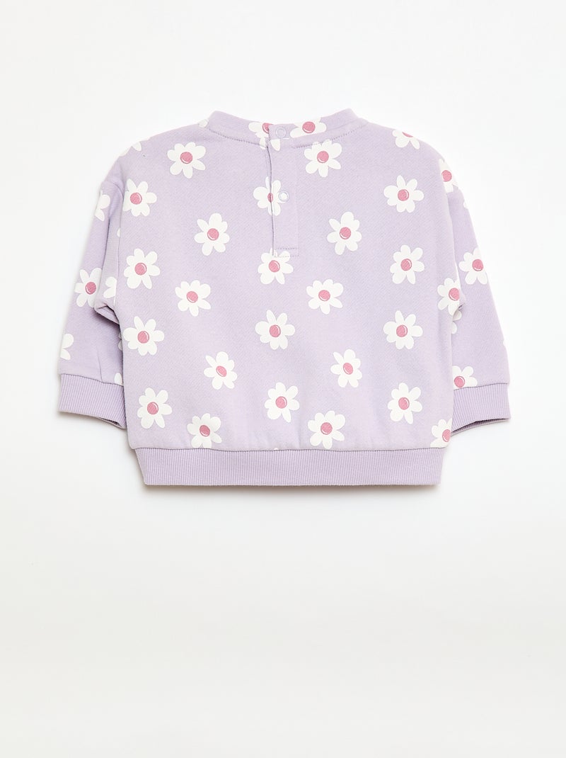 Sweater van fleece met motief Paars - Kiabi