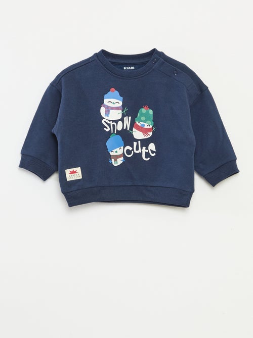 Sweater van fleecekatoen met kerstprint - Kiabi