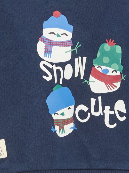 Sweater van fleecekatoen met kerstprint - Kiabi