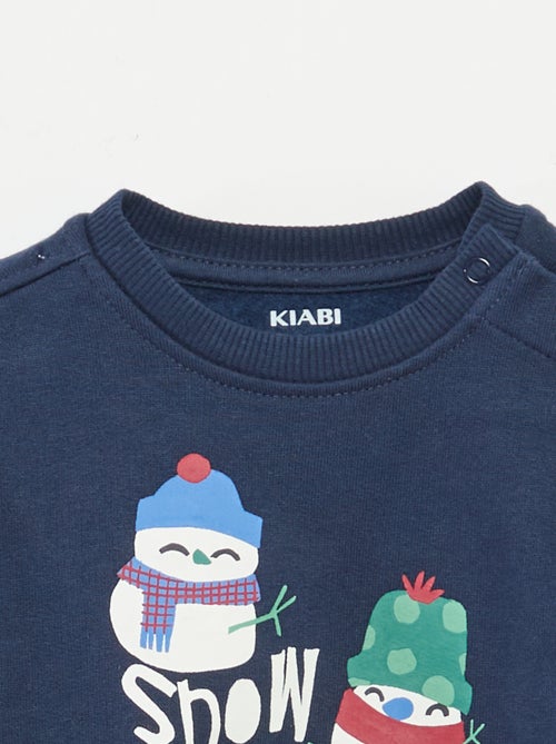 Sweater van fleecekatoen met kerstprint - Kiabi