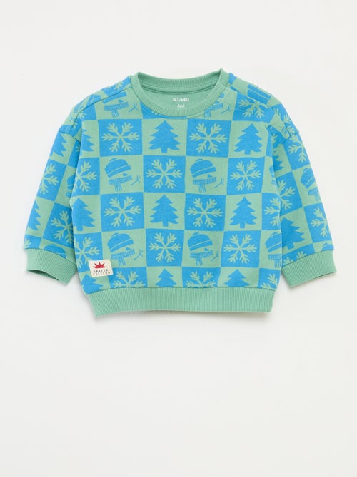 Sweater van fleecekatoen met kerstprint - Kiabi