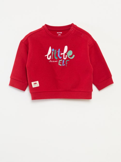 Sweater van fleecekatoen met kerstprint - Kiabi