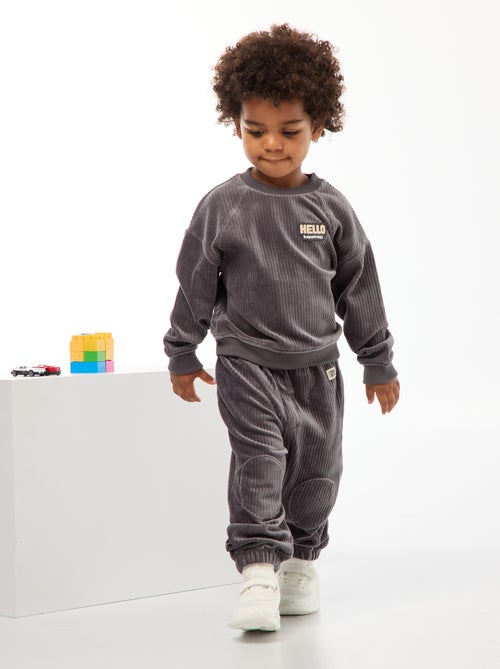 Sweater van fluweelachtige joggingstof met ribbeltextuur - Kiabi