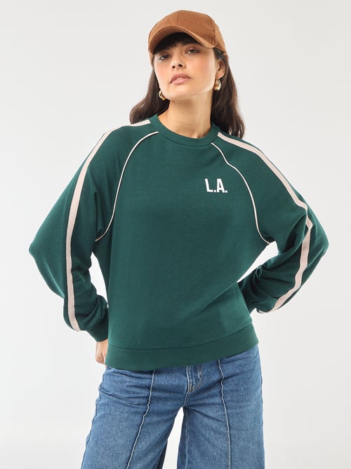 Sweater van french terry met contrasterende strepen - Kiabi