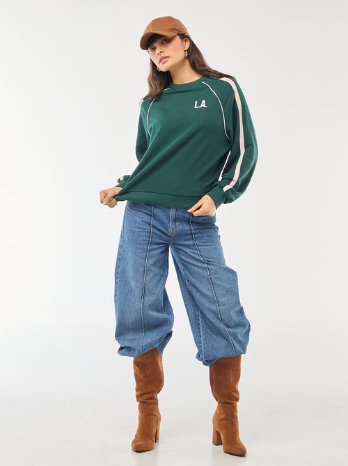 Sweater van french terry met contrasterende strepen - Kiabi