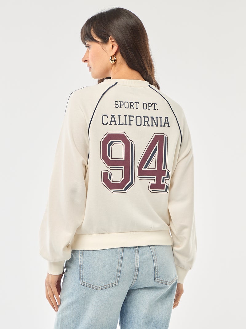 Sweater van french terry met contrasterende strepen Wit - Kiabi