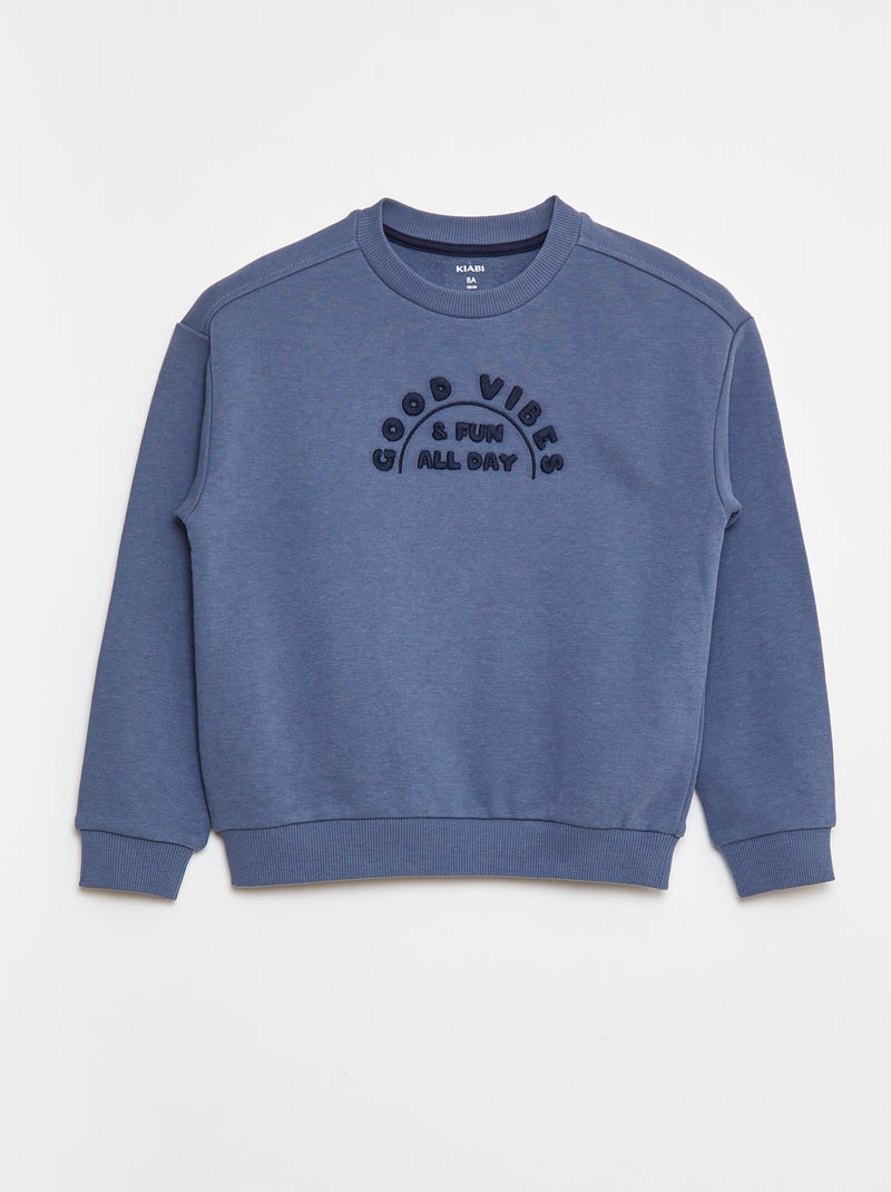 Sweater van french terry met geborduurd opschrift Blauw - Kiabi