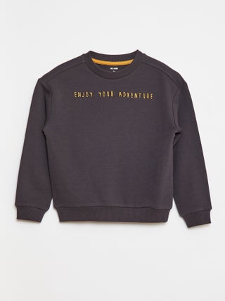 Sweater van french terry met geborduurd opschrift