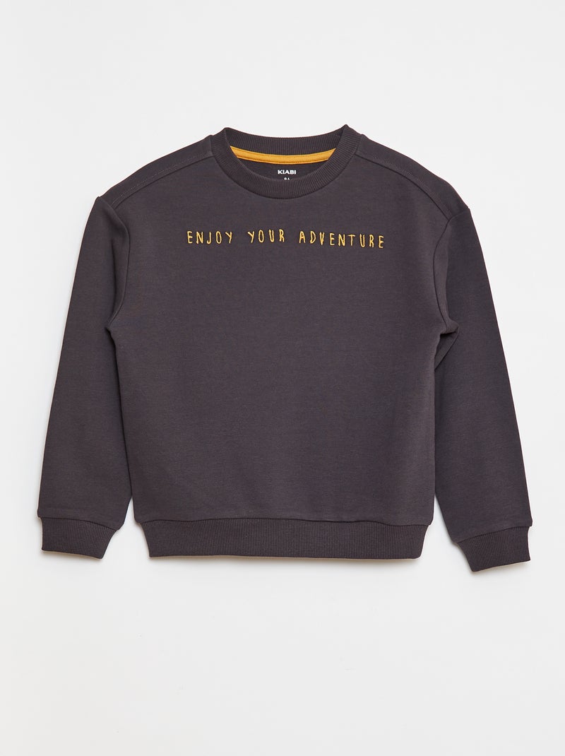 Sweater van french terry met geborduurd opschrift Grijs - Kiabi