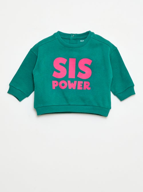 Sweater van geruwde fleece met print - Kiabi