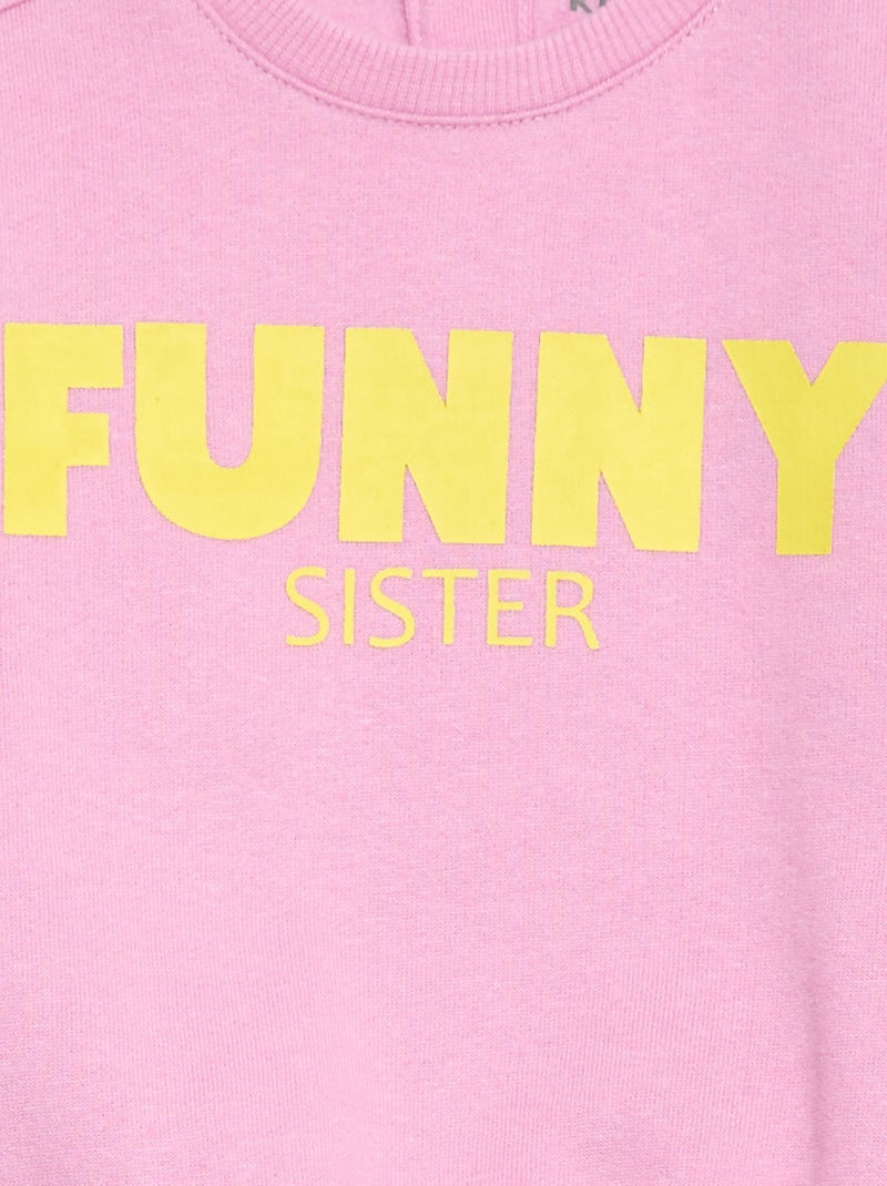 Sweater van geruwde fleece met print Paars - Kiabi