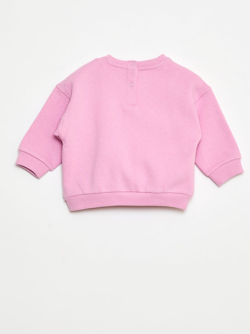 Sweater van geruwde fleece met print Paars - Kiabi