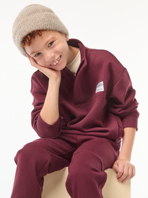 Sweater van geruwde fleece met schipperskraag - Kiabi