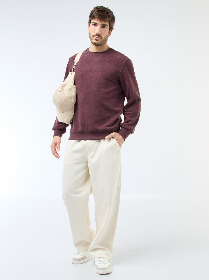 Sweater van gewafelde stof Paars - Kiabi