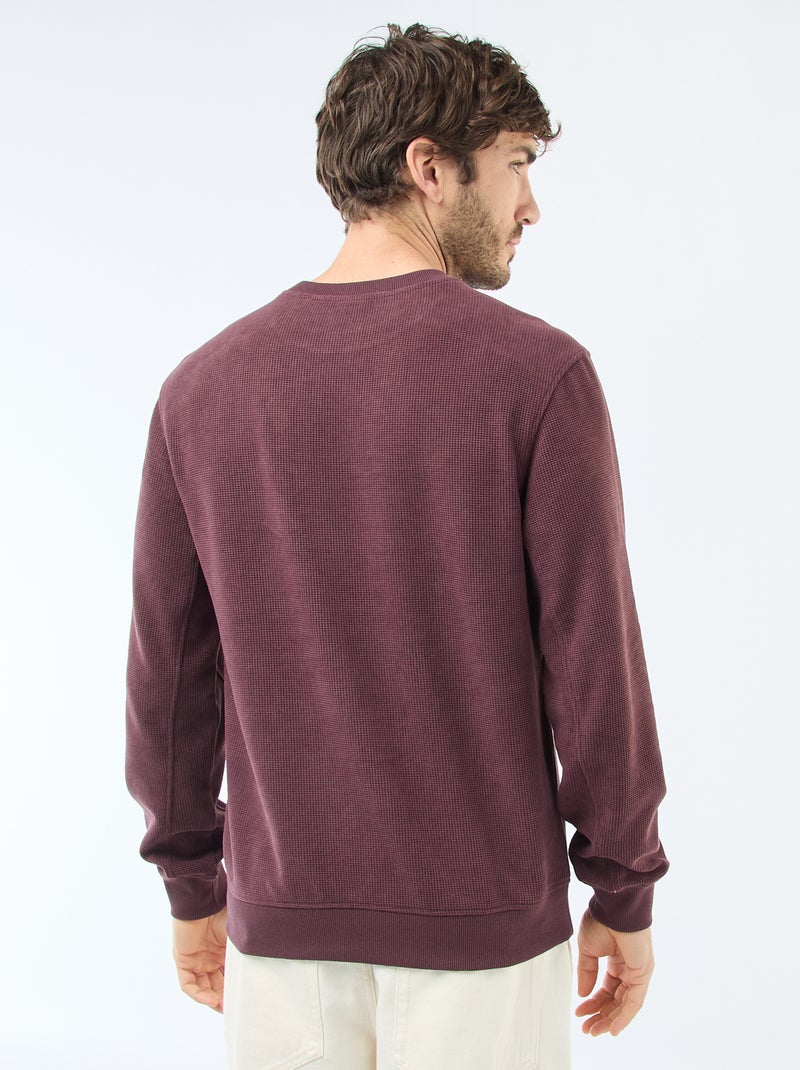 Sweater van gewafelde stof Paars - Kiabi