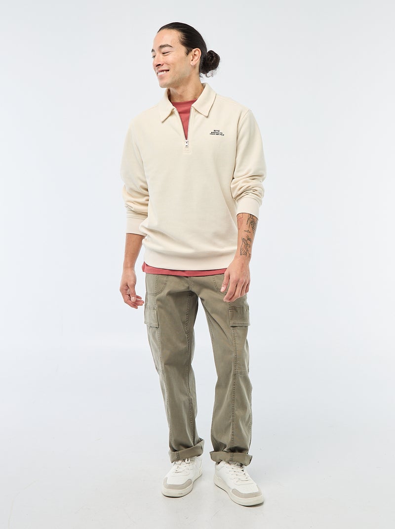 Sweater van gewafelde stof Wit - Kiabi