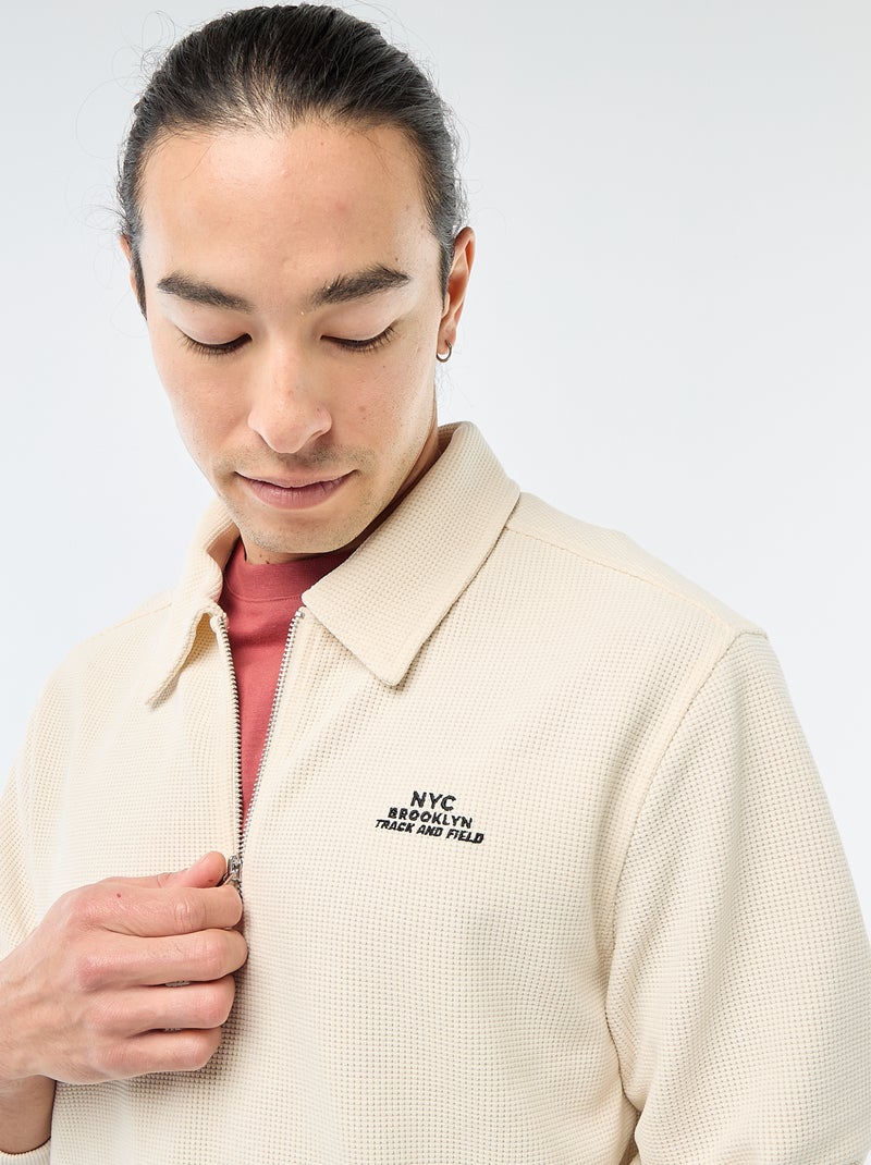 Sweater van gewafelde stof Wit - Kiabi