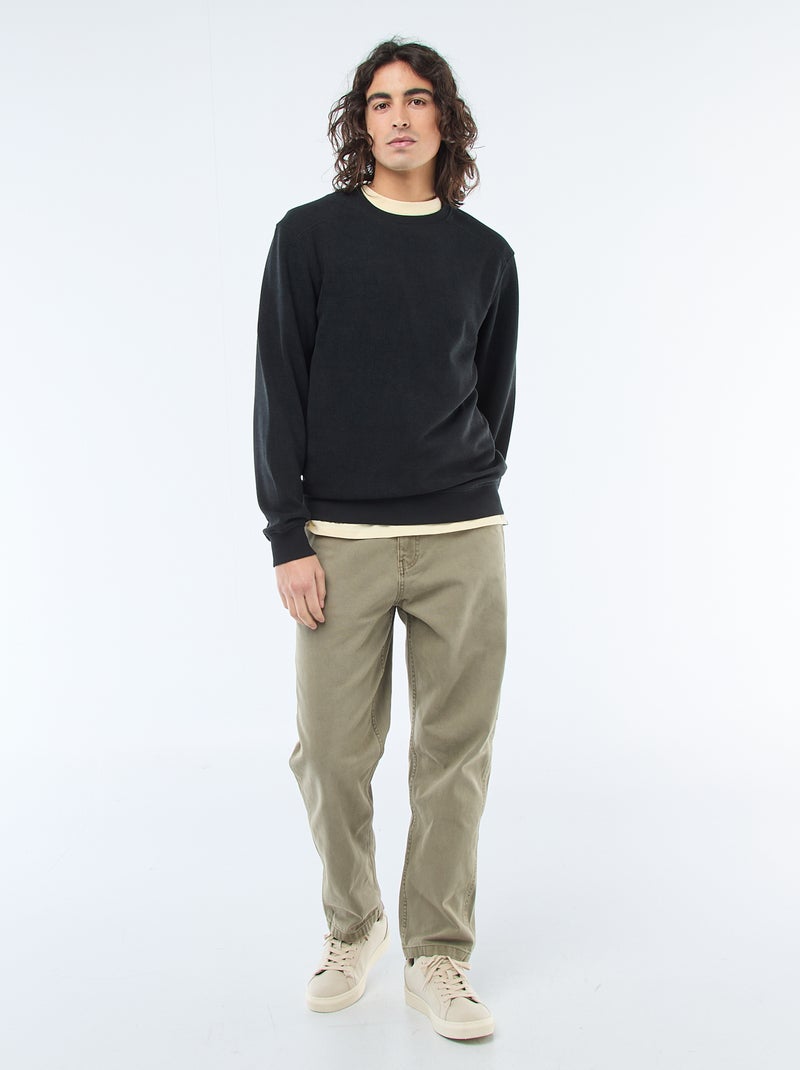 Sweater van gewafelde stof Zwart - Kiabi