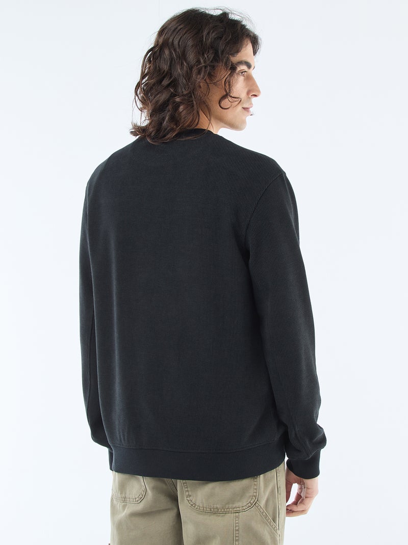 Sweater van gewafelde stof Zwart - Kiabi