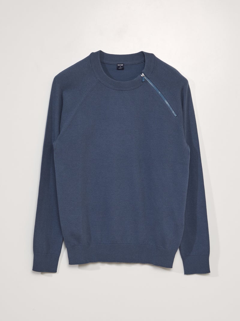 Sweater van jerseytricot - Gemakkelijk aan te trekken collectie BLAUW - Kiabi