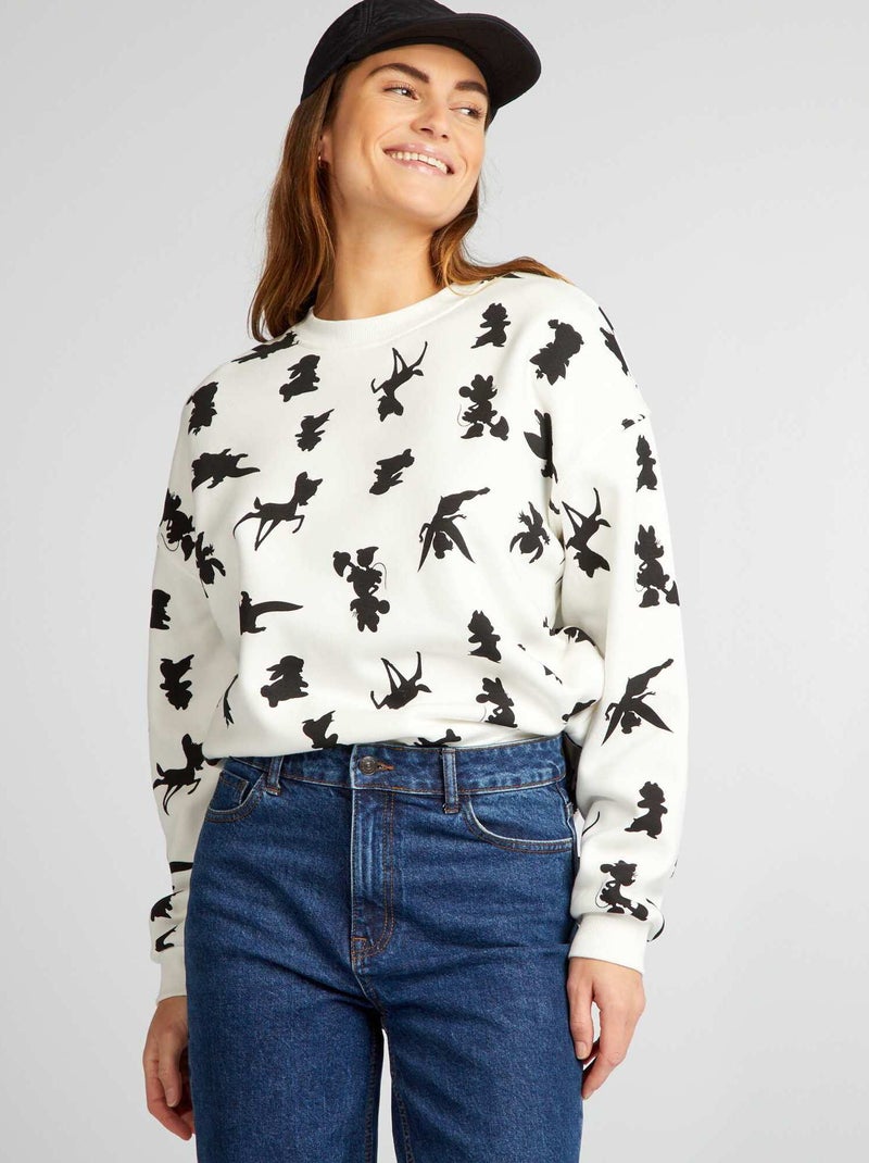 Sweater van joggingstof - 100 jaar 'Disney' WIT - Kiabi