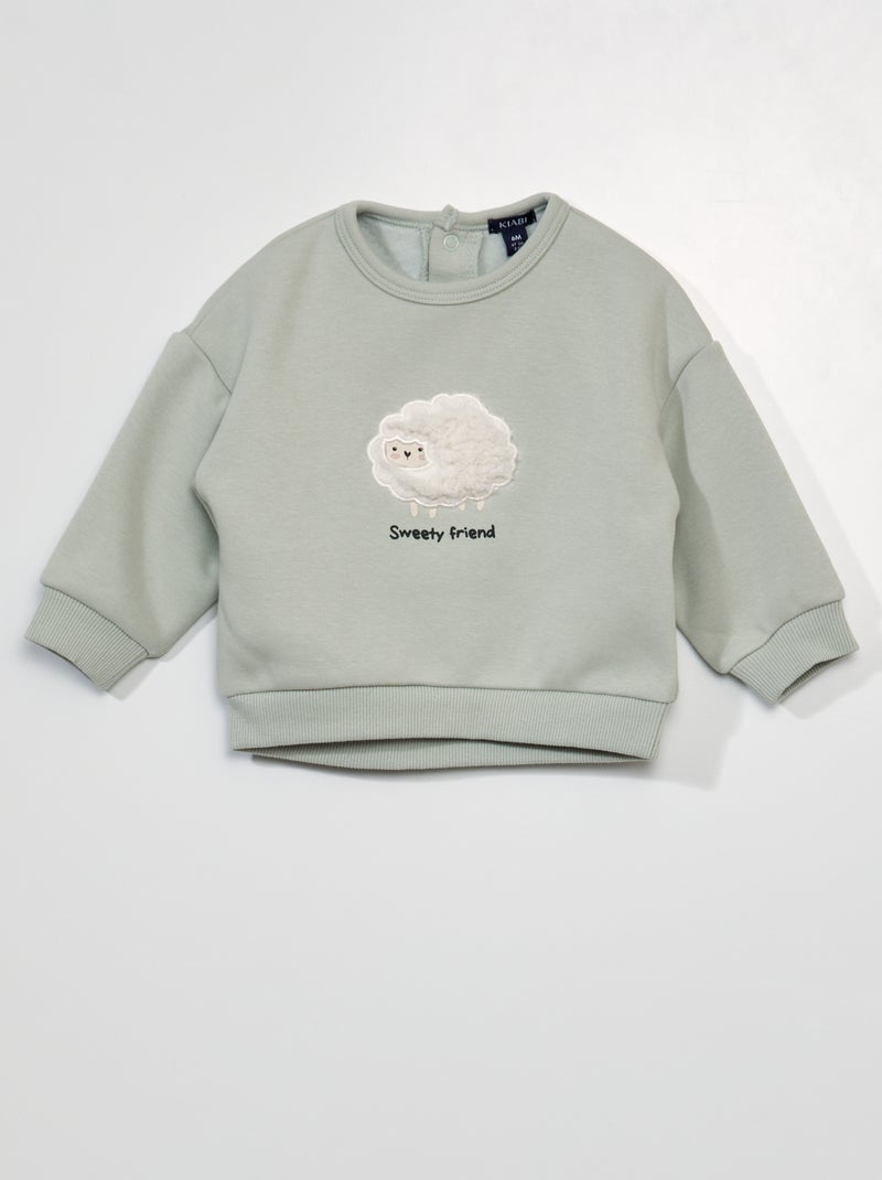 Sweater van joggingstof - Altijd superzacht GROEN - Kiabi